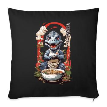 Dino Ramen Kawaii Ukiyo-e Manga Anime Design - Sofakissenbezug 45 x 45 cm - Schwarz - Vorne
