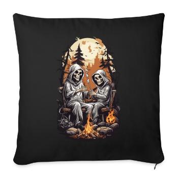 Fête d’Halloween de cricket de squelettes drôles - Housse de coussin décorative 45 x 45 cm - noir - Devant