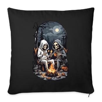 Halloween Camping Skeleton Campfire Design - Sofa pillowcase 17,3'' x 17,3'' (45 x 45 cm) - black - Front