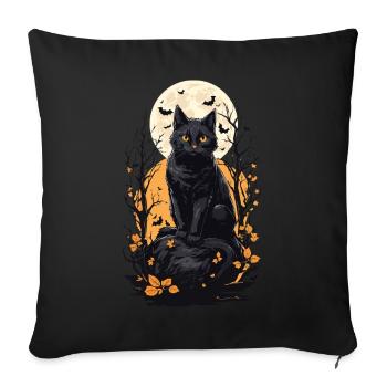 Halloween Cat Full Moon Aesthetic Design - Sofa pillowcase 17,3'' x 17,3'' (45 x 45 cm) - black - Front
