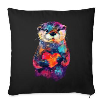 Otter - Sofakissenbezug 45 x 45 cm - Schwarz - Vorne