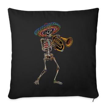 Tuba Squelette Mexicain - Housse de coussin décorative 45 x 45 cm - noir - Devant