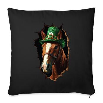 St. Patrick Pferd - Sofakissenbezug 45 x 45 cm - Schwarz - Vorne
