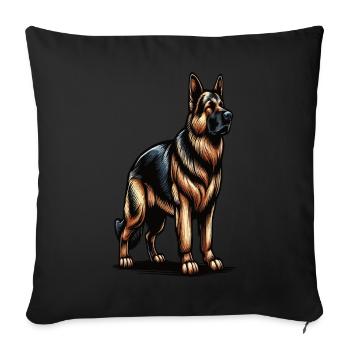Berger allemand Chiens de berger Chiens de berger - Housse de coussin décorative 45 x 45 cm - noir - Devant