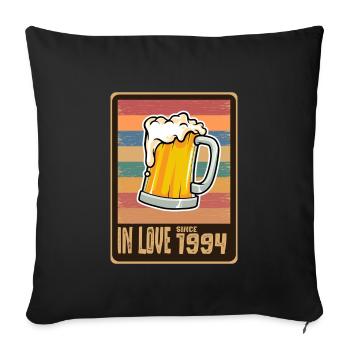J'aime la bière depuis 1994 - Housse de coussin décorative 45 x 45 cm - noir - Devant