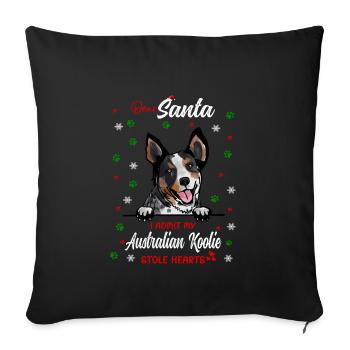 Australischer Koolie Hund Weihnachten Hunderasse - Sofakissenbezug 45 x 45 cm - Schwarz - Vorne