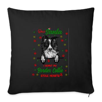 Border Collie Hund Weihnachten Hunderasse - Sofakissenbezug 45 x 45 cm - Schwarz - Vorne