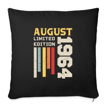 August 1964 - Birthday gift August 1964 August - Sofa pillowcase 17,3'' x 17,3'' (45 x 45 cm) - black - Front