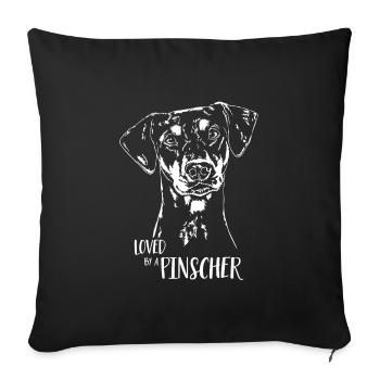 Aimé par un chien Pinscher Dog Saying Wilsigns - Housse de coussin décorative 45 x 45 cm - noir - Devant