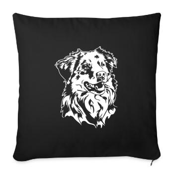 Berger australien Chiens de portrait australiens Wilsigns - Housse de coussin décorative 45 x 45 cm - noir - Devant