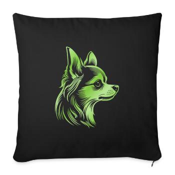 Chihuahua, longhair, dog head, drawing pink - Sofa pillowcase 17,3'' x 17,3'' (45 x 45 cm) - black - Front