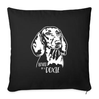 Dachshund loved by a Doxie Dogs Saying Wilsigns - Sofa pillowcase 17,3'' x 17,3'' (45 x 45 cm) - black - Front