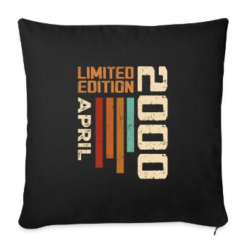 Geboren im April 2000 Retro 2000 Geburtstagsgeschenk - Sofakissenbezug 45 x 45 cm - Schwarz - Vorne