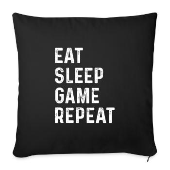 Eat Sleep Game Repeat Shirt - Housse de coussin décorative 45 x 45 cm - noir - Devant