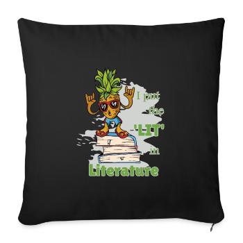 Funny Sayings Literature Books Writing Pineapple - Sofa pillowcase 17,3'' x 17,3'' (45 x 45 cm) - black - Front