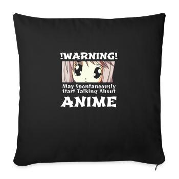 Anime mange japon otaku kawaii anime fille cadeau - Housse de coussin décorative 45 x 45 cm - noir - Devant
