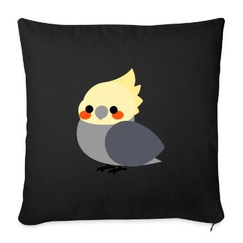 Grauer Nymphensittich - Sofakissenbezug 45 x 45 cm - Schwarz - Vorne