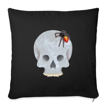 Schädel mit Spinne - Sofakissenbezug 45 x 45 cm - Schwarz - Vorne