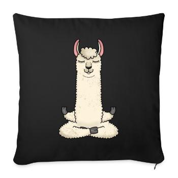 Yoga animalier tendance lama alpaga - Housse de coussin décorative 45 x 45 cm - noir - Devant