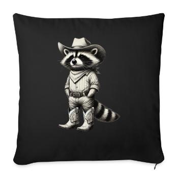 Cowboy Raccoon Western Vintage Drawing - Sofa pillowcase 17,3'' x 17,3'' (45 x 45 cm) - black - Front