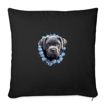Cane Corso durch die Wand für einen Cane Corso - Sofakissenbezug 45 x 45 cm - Schwarz - Vorne