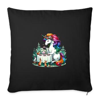 Einhorns Wald-Teeparty für einen Frauen, Mädchen - Sofakissenbezug 45 x 45 cm - Schwarz - Vorne