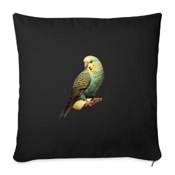 Wellensittich - Sofakissenbezug 45 x 45 cm - Schwarz - Vorne