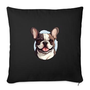 Französische Bulldogge Hund Mops - Sofakissenbezug 45 x 45 cm - Schwarz - Vorne