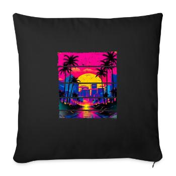 Sonnenuntergang 80s 80s Sunset Retro City für - Sofakissenbezug 45 x 45 cm - Schwarz - Vorne