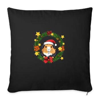 Meerschweinchen Weihnachten Weihnachtskranz - Sofakissenbezug 45 x 45 cm - Schwarz - Vorne