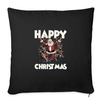 Happy Christmas Nikolaus Weihnachten Rentier - Sofakissenbezug 45 x 45 cm - Schwarz - Vorne