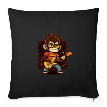Affe Schimpanse spielt Acousitc Rock Gitarre - Sofakissenbezug 45 x 45 cm - Schwarz - Vorne