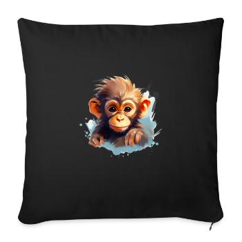Niedlicher Affe für Kinder für Kinder - Sofakissenbezug 45 x 45 cm - Schwarz - Vorne