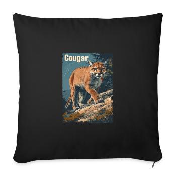 Vintage Wild Berglöwe - Sofakissenbezug 45 x 45 cm - Schwarz - Vorne