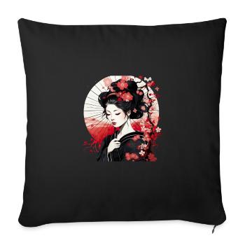 Geisha Kunst Japanische Kultur Floraler Kimono - Sofakissenbezug 45 x 45 cm - Schwarz - Vorne