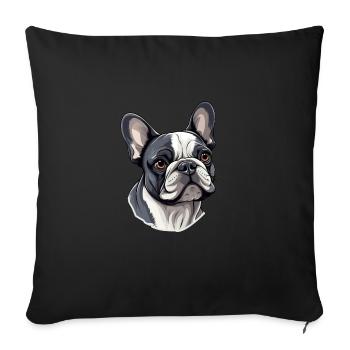 Französische Bulldogge Hund Mops - Sofakissenbezug 45 x 45 cm - Schwarz - Vorne