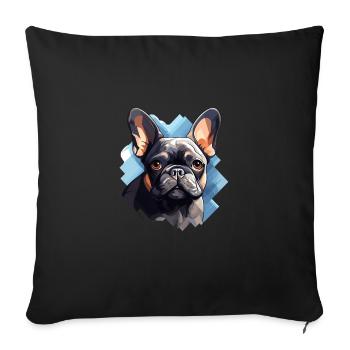 Französische Bulldogge Hund Mops - Sofakissenbezug 45 x 45 cm - Schwarz - Vorne