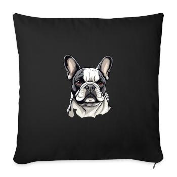 Französische Bulldogge Hund Mops - Sofakissenbezug 45 x 45 cm - Schwarz - Vorne