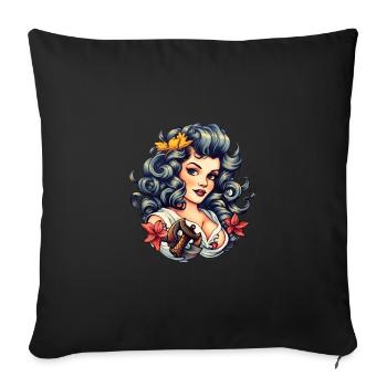 Nautisches Mädchen Seemann Vintage - Sofakissenbezug 45 x 45 cm - Schwarz - Vorne
