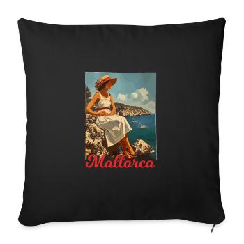 Vintage Mallorca Reise Spanien Insel - Sofakissenbezug 45 x 45 cm - Schwarz - Vorne