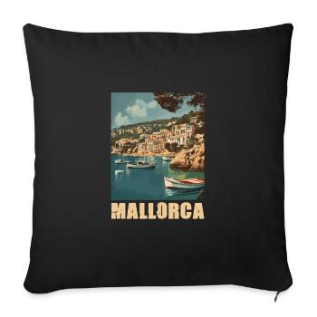 Vintage Mallorca Reise Spanien Insel - Sofakissenbezug 45 x 45 cm - Schwarz - Vorne