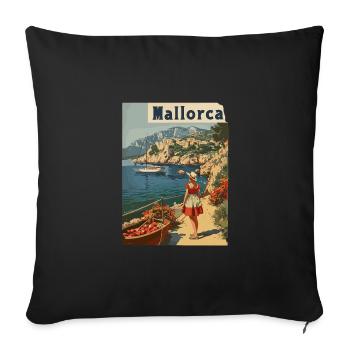 Vintage Mallorca Reise Spanien Insel - Sofakissenbezug 45 x 45 cm - Schwarz - Vorne