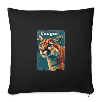 Vintage Wild Berglöwe - Sofakissenbezug 45 x 45 cm - Schwarz - Vorne
