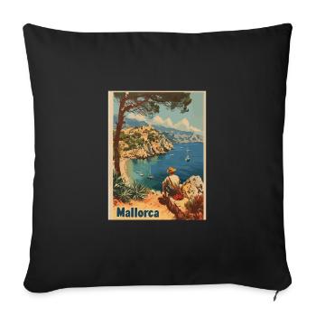 Vintage Mallorca Reise Spanien Insel - Sofakissenbezug 45 x 45 cm - Schwarz - Vorne