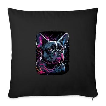 Französische Bulldogge Hund Mops - Sofakissenbezug 45 x 45 cm - Schwarz - Vorne