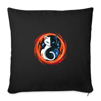 Yin Yang Katzen Katzenkunst für einen - Sofakissenbezug 45 x 45 cm - Schwarz - Vorne
