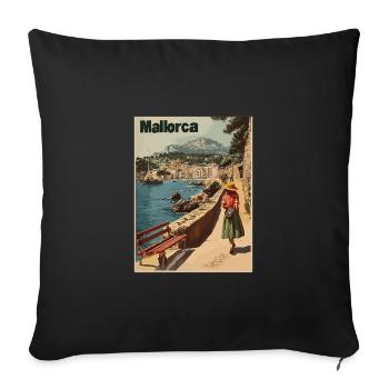 Vintage Mallorca Reise Spanien Insel - Sofakissenbezug 45 x 45 cm - Schwarz - Vorne