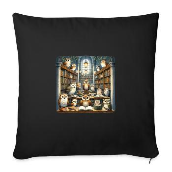 Eule Leser und Buchliebhaber Bibliothek - Sofakissenbezug 45 x 45 cm - Schwarz - Vorne