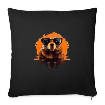 Biber für einen Biberliebhaber Naturschützer - Sofakissenbezug 45 x 45 cm - Schwarz - Vorne