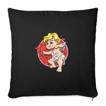 Süßer Amor Cartoon Valentinstag Liebe für - Sofakissenbezug 45 x 45 cm - Schwarz - Vorne